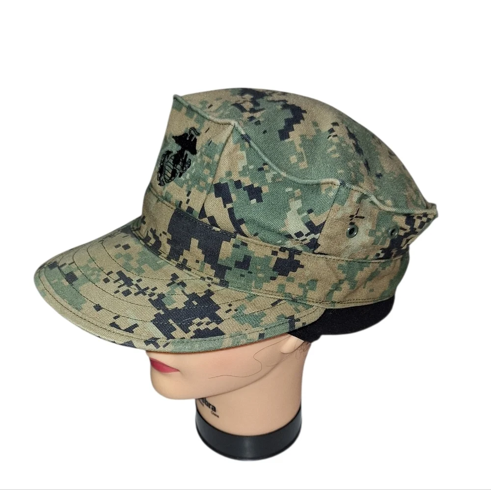 Cotton Nylon Twill Blend US Marine Hat Cap Small Used Militaria Camo Woodland